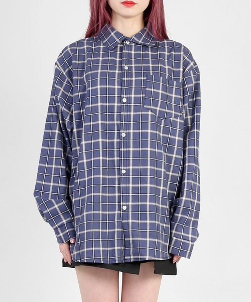 DING(ディング)の「DING/チェックシャツ(シャツ/ブラウス・レディース・ネイビー/グリーン/アイボリー・FREE)」の8枚目の写真