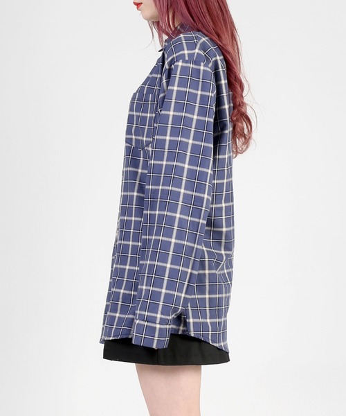 DING(ディング)の「DING/チェックシャツ(シャツ/ブラウス・レディース・ネイビー/グリーン/アイボリー・FREE)」の9枚目の写真