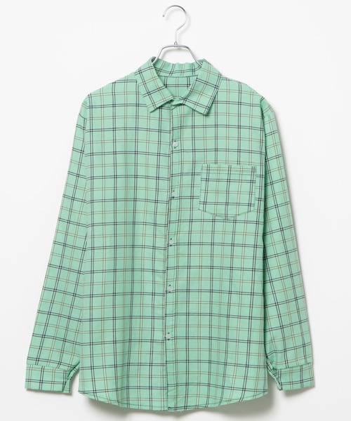 DING(ディング)の「DING/チェックシャツ(シャツ/ブラウス・レディース・ネイビー/グリーン/アイボリー・FREE)」の11枚目の写真