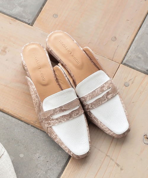 KOBE LETTUCE（コウベレタス）の「コインローファーバブーシュ（サンダル・レディース・ブラック/ブラウン系その他/ベージュ系その他/ホワイト/シルバー/その他・L/LL/M/S）」の4枚目の写真