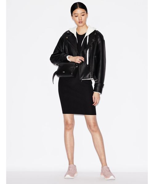 ARMANI EXCHANGE（アルマーニエクスチェンジ）の「【A|Xアルマーニ エクスチェンジ】ノースリーブ　リブニットワンピース（ワンピース・レディース・ブラック・MEDIUM/X-SMALL/SMALL/LARGE）」の3枚目の写真