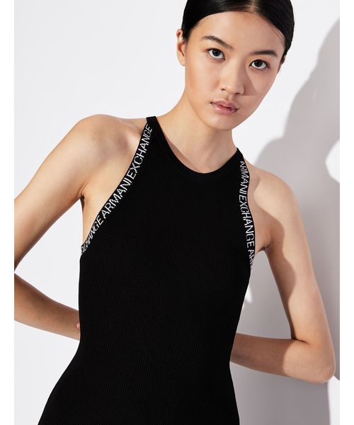 ARMANI EXCHANGE（アルマーニエクスチェンジ）の「【A|Xアルマーニ エクスチェンジ】ノースリーブ　リブニットワンピース（ワンピース・レディース・ブラック・MEDIUM/X-SMALL/SMALL/LARGE）」の4枚目の写真