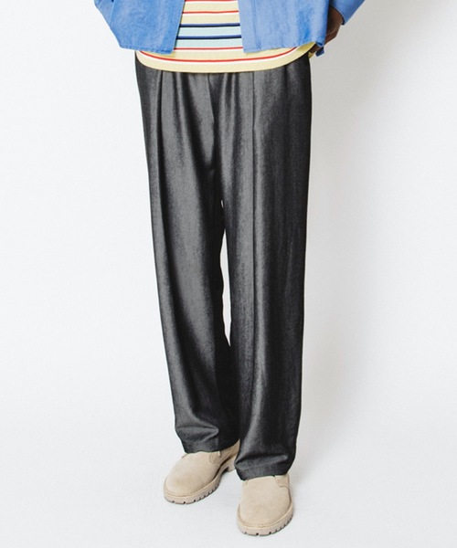 SUPERTHANKS（スーパーサンクス）の「タックワイドテーパードパンツ■セットアップ対応■（ユニセックス）（スラックス・メンズ・ブラック系その他/グレー系その他/ベージュ系その他/ブルー系その他・SMALL/MEDIUM/LARGE）」の16枚目の写真