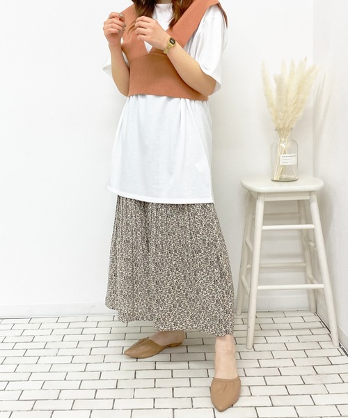 PairPair（ペアペア）の「ニットビスチェ×チュニックSET（ベスト・レディース・ライトブルー/アイボリー/オレンジ・FREE）」の11枚目の写真