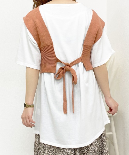 PairPair（ペアペア）の「ニットビスチェ×チュニックSET（ベスト・レディース・ライトブルー/アイボリー/オレンジ・FREE）」の16枚目の写真
