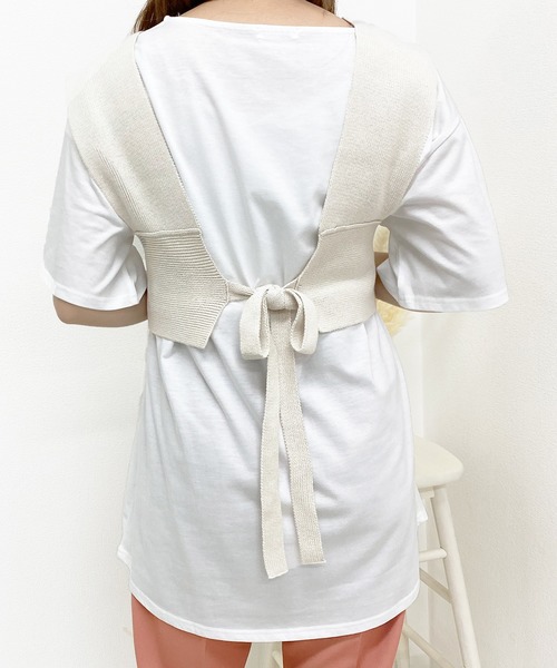 PairPair（ペアペア）の「ニットビスチェ×チュニックSET（ベスト・レディース・ライトブルー/アイボリー/オレンジ・FREE）」の13枚目の写真