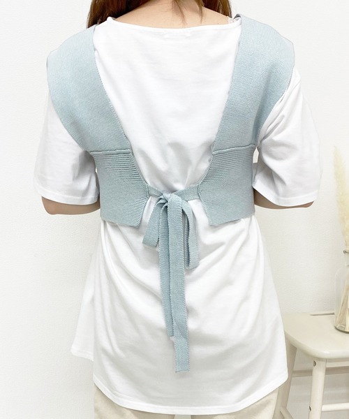 PairPair（ペアペア）の「ニットビスチェ×チュニックSET（ベスト・レディース・ライトブルー/アイボリー/オレンジ・FREE）」の14枚目の写真