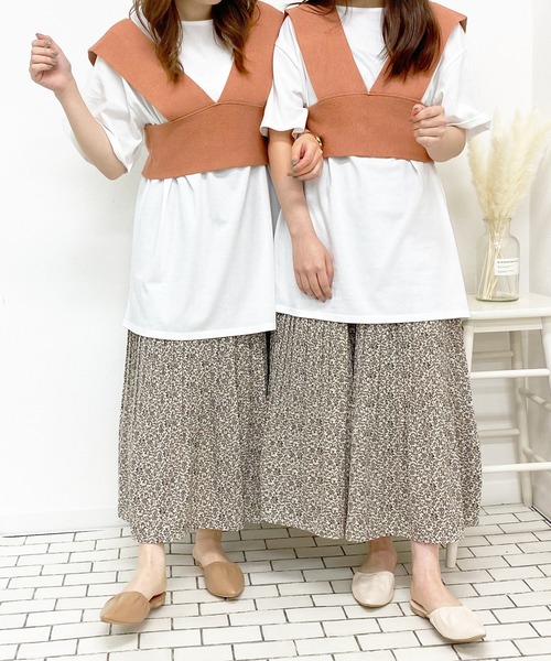 PairPair（ペアペア）の「ニットビスチェ×チュニックSET（ベスト・レディース・ライトブルー/アイボリー/オレンジ・FREE）」の18枚目の写真