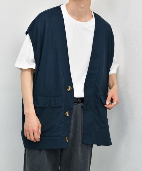 kutir(クティール)の「オーバーサイズリネンベスト(ベスト・メンズ・グレー/オフホワイト/カーキ・MEDIUM/LARGE)」の21枚目の写真