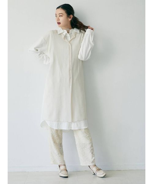 dazzlin（ダズリン）の「バイカラーシャツワンピース（ワンピース・レディース・オフホワイト/その他1/ブルー・FREE）」の9枚目の写真