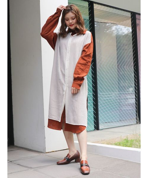 dazzlin（ダズリン）の「バイカラーシャツワンピース（ワンピース・レディース・オフホワイト/その他1/ブルー・FREE）」の11枚目の写真