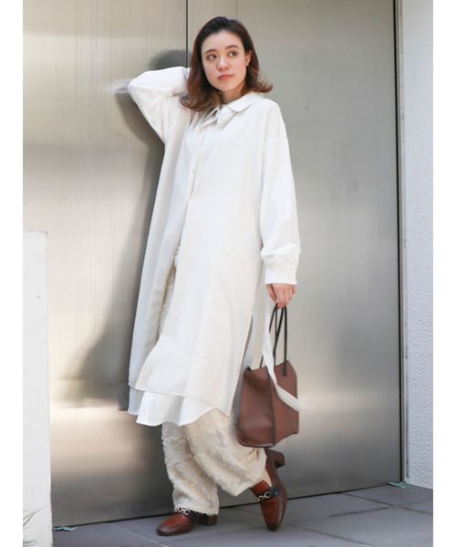 dazzlin（ダズリン）の「バイカラーシャツワンピース（ワンピース・レディース・オフホワイト/その他1/ブルー・FREE）」の8枚目の写真