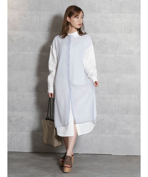 dazzlin（ダズリン）の「バイカラーシャツワンピース（ワンピース・レディース・オフホワイト/その他1/ブルー・FREE）」の7枚目の写真