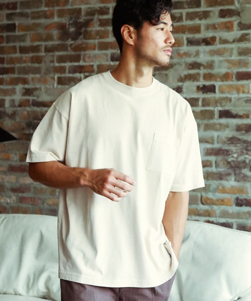 BAYFLOW(ベイフロー)の「WEB限定 USAコットンピグメントビッグTシャツ(Tシャツ/カットソー・メンズ・ブラック/ベージュ/グレー/レッド/ブルー・MEDIUM/LARGE)」の4枚目の写真