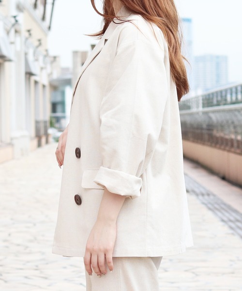 PairPair（ペアペア）の「リネンダブルジャケット(セットアップ)（テーラードジャケット・レディース・アイボリー/ブルーグレー・FREE）」の6枚目の写真