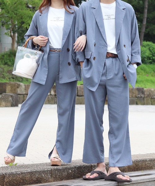 PairPair（ペアペア）の「リネンダブルジャケット(セットアップ)（テーラードジャケット・レディース・アイボリー/ブルーグレー・FREE）」の8枚目の写真