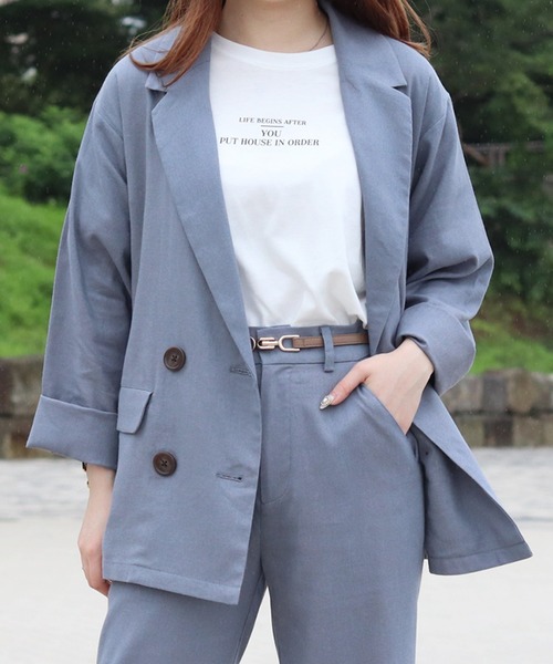 PairPair（ペアペア）の「リネンダブルジャケット(セットアップ)（テーラードジャケット・レディース・アイボリー/ブルーグレー・FREE）」の10枚目の写真