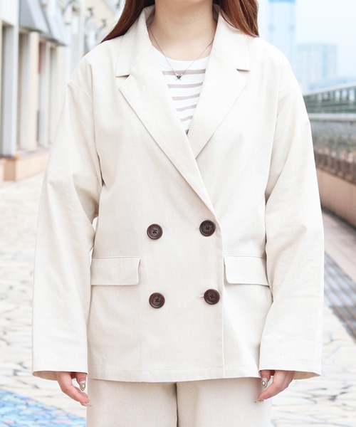 PairPair（ペアペア）の「リネンダブルジャケット(セットアップ)（テーラードジャケット・レディース・アイボリー/ブルーグレー・FREE）」の13枚目の写真