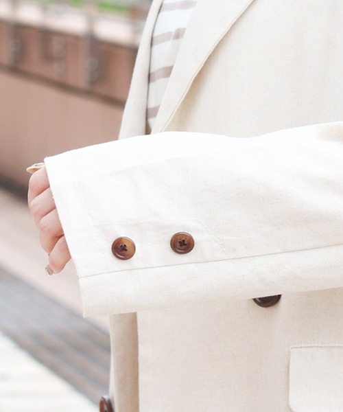 PairPair（ペアペア）の「リネンダブルジャケット(セットアップ)（テーラードジャケット・レディース・アイボリー/ブルーグレー・FREE）」の14枚目の写真