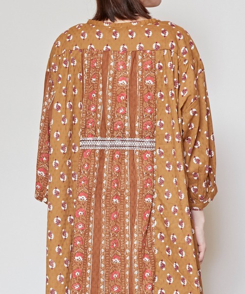 チャイハネ(チャイハネ)の「【チャイハネ】コットンドビー ブロックプリントチュニック(チュニック・レディース・キャメル/ネイビー/パープル・FREE)」の8枚目の写真