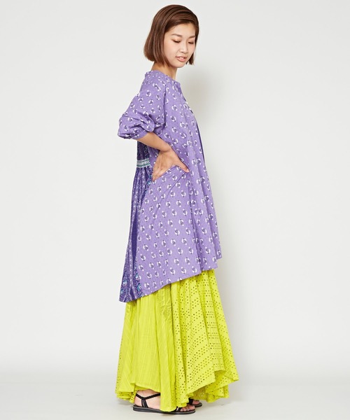 チャイハネ(チャイハネ)の「【チャイハネ】コットンドビー ブロックプリントチュニック(チュニック・レディース・キャメル/ネイビー/パープル・FREE)」の21枚目の写真
