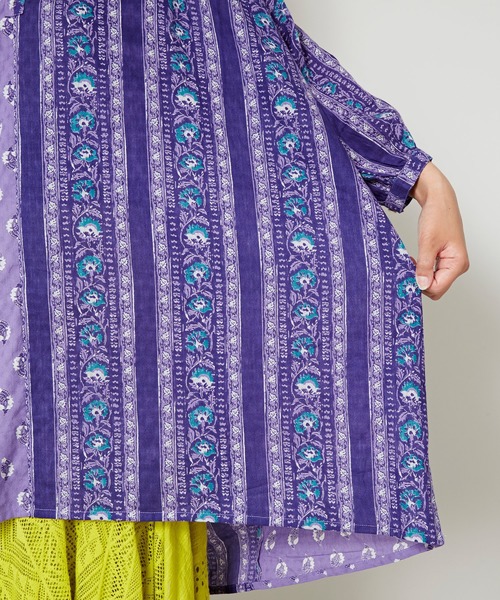 チャイハネ(チャイハネ)の「【チャイハネ】コットンドビー ブロックプリントチュニック(チュニック・レディース・キャメル/ネイビー/パープル・FREE)」の18枚目の写真