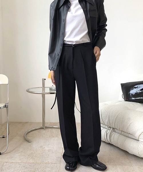 chuclla(チュクラ)の「【chuclla】Center crease straight slacks chw1362(スラックス・レディース・ブラック・S/M/L)」の2枚目の写真