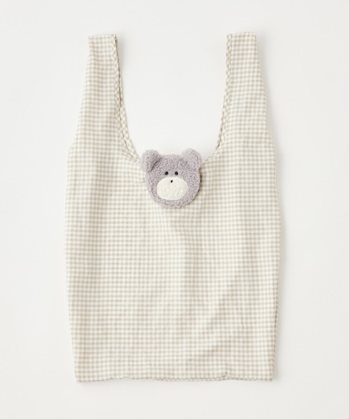 one after another NICE CLAUP（ワンアフターアナザーナイスクラップ）の「まめくまエコバッグ（エコバッグ/サブバッグ・レディース・ブラック/ベージュ/サックスブルー/ミント/ブラック系その他/ブラウン系その他/ベージュ系その他/グリーン系その他・FREE）」の5枚目の写真