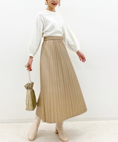 archives（アルシーヴ）の「フェイクレザープリーツスカート（スカート・レディース・ブラック/ベージュ/ブラウン・MEDIUM）」の6枚目の写真