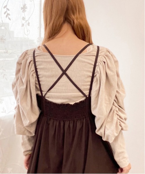 apres jour（アプレジュール）の「デザインキャミワンピース【ZOZOTOWN限定アイテム】（ワンピース・レディース・スモークピンク/ベージュ/ダークブラウン/グレイッシュベージュ・MEDIUM/X-LARGE/SMALL）」の6枚目の写真