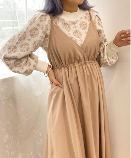 apres jour（アプレジュール）の「デザインキャミワンピース【ZOZOTOWN限定アイテム】（ワンピース・レディース・スモークピンク/ベージュ/ダークブラウン/グレイッシュベージュ・MEDIUM/X-LARGE/SMALL）」の9枚目の写真