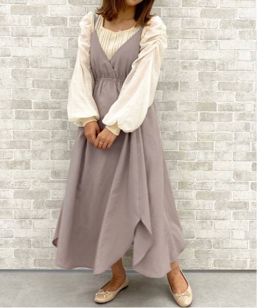 apres jour（アプレジュール）の「デザインキャミワンピース【ZOZOTOWN限定アイテム】（ワンピース・レディース・スモークピンク/ベージュ/ダークブラウン/グレイッシュベージュ・MEDIUM/X-LARGE/SMALL）」の15枚目の写真