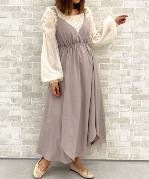 apres jour（アプレジュール）の「デザインキャミワンピース【ZOZOTOWN限定アイテム】（ワンピース・レディース・スモークピンク/ベージュ/ダークブラウン/グレイッシュベージュ・MEDIUM/X-LARGE/SMALL）」の16枚目の写真