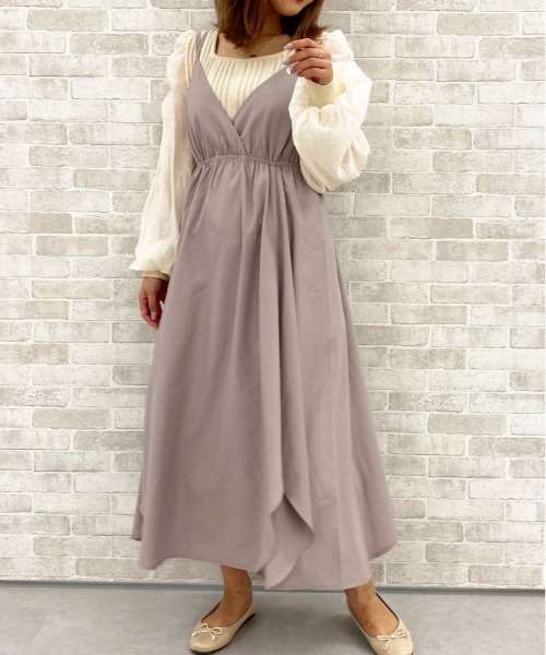 apres jour（アプレジュール）の「デザインキャミワンピース【ZOZOTOWN限定アイテム】（ワンピース・レディース・スモークピンク/ベージュ/ダークブラウン/グレイッシュベージュ・MEDIUM/X-LARGE/SMALL）」の17枚目の写真