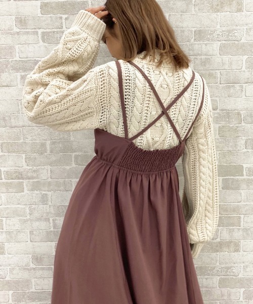 apres jour（アプレジュール）の「デザインキャミワンピース【ZOZOTOWN限定アイテム】（ワンピース・レディース・スモークピンク/ベージュ/ダークブラウン/グレイッシュベージュ・MEDIUM/X-LARGE/SMALL）」の20枚目の写真