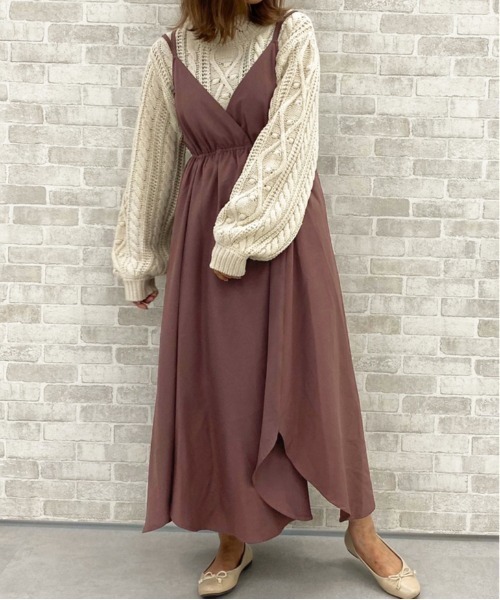 apres jour（アプレジュール）の「デザインキャミワンピース【ZOZOTOWN限定アイテム】（ワンピース・レディース・スモークピンク/ベージュ/ダークブラウン/グレイッシュベージュ・MEDIUM/X-LARGE/SMALL）」の21枚目の写真