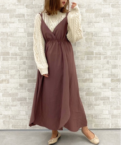 apres jour（アプレジュール）の「デザインキャミワンピース【ZOZOTOWN限定アイテム】（ワンピース・レディース・スモークピンク/ベージュ/ダークブラウン/グレイッシュベージュ・MEDIUM/X-LARGE/SMALL）」の22枚目の写真