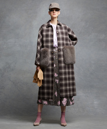 Drawer ケヌキシャギーチェックコート Drawer ケヌキシャギーチェックコート シャギーチェックコート
