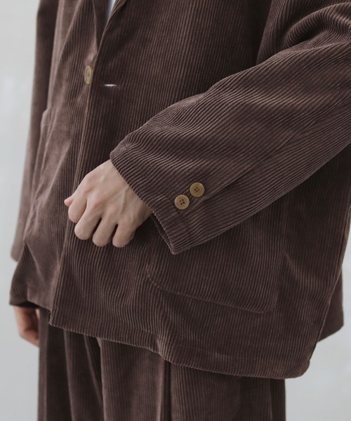 LILL（リル）の「【セットアップ】トロミ 太畝 コーデュロイ ビッグ テーラードジャケット ワイドパンツ（テーラードジャケット・メンズ・ブラック/ネイビー/オフホワイト/グレー/ブラウン・S/M/L/XL）」の9枚目の写真