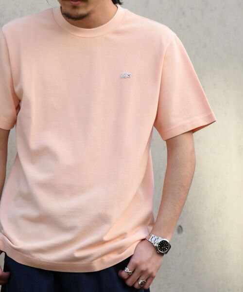 超人気ブティック シップス×ラコステ☆別注ガーメントダイピケTシャツピンクt2506 トップス