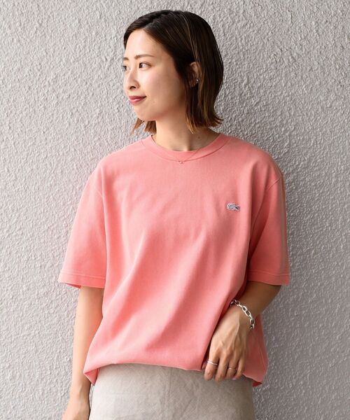 人気特価 シップス×ラコステ☆別注ガーメントダイピケTシャツピンクt2506 トップス