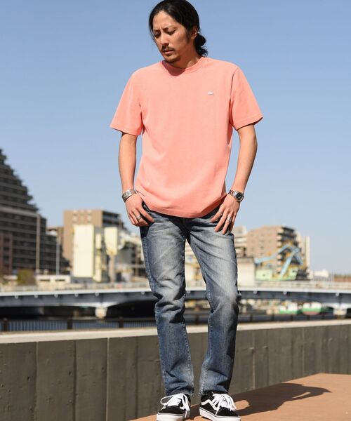 シップス×ラコステ☆別注ガーメントダイピケTシャツピンクt2506