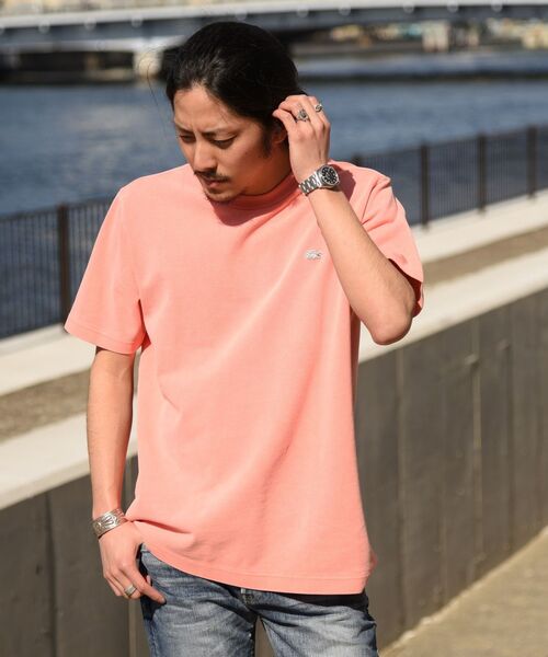 お気に入り シップス×ラコステ☆別注ガーメントダイピケTシャツピンクt2506 トップス