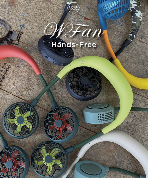 SPICE OF LIFE（スパイス オブ ライフ）の「【正規品/在庫限り】両手が使える ハンズフリー扇風機「WFan(ダブルファン) ヨガエアー」カモフラージュ（アウトドアグッズ・メンズ・カーキ・ONE SIZE）」の5枚目の写真