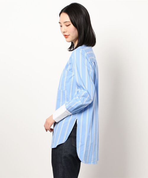 新品同様　ノンブルアンペール　タイプライターコットンスタンド　シャツ　水色 NOMBRE IMPAIR（ノンブルアンペール）の「コットンナイロン
