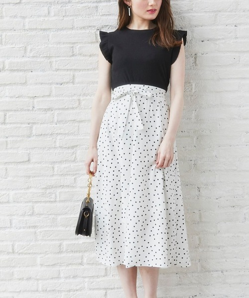 ウエストりぼん付きリブニットソー ランダムドットワンピース ワンピース Tocco Closet トッコ クローゼット のファッション通販 Zozotown