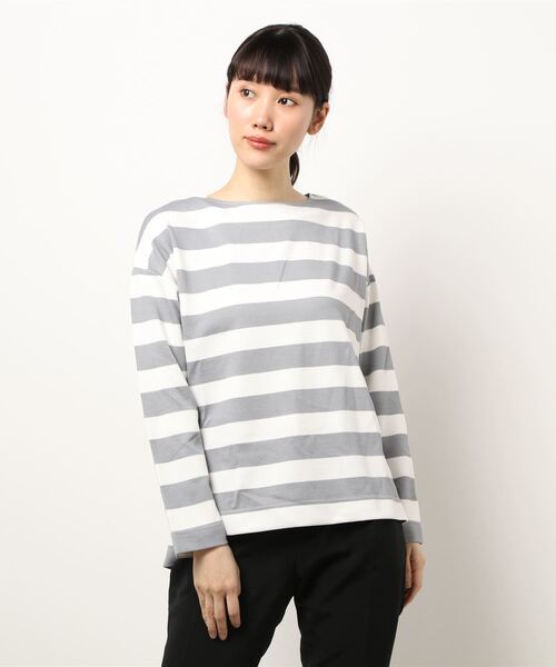 Te chichi（テチチ）の「鹿の子ボーダープルオーバー（Tシャツ/カットソー・レディース・グレー/オフホワイト/サックスブルー・ﾌﾘ-）」の3枚目の写真