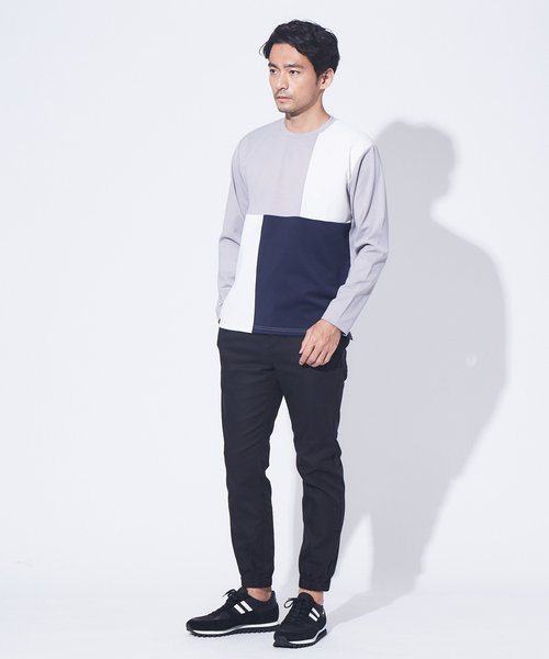ABAHOUSE GRAY(アバハウスグレイ)の「【展開店舗限定】ポンチ パネル 切替 長袖 Tシャツ(Tシャツ/カットソー・メンズ・ホワイト/ネイビー/グレー・46/48)」の4枚目の写真
