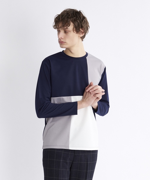 ABAHOUSE GRAY(アバハウスグレイ)の「【展開店舗限定】ポンチ パネル 切替 長袖 Tシャツ(Tシャツ/カットソー・メンズ・ホワイト/ネイビー/グレー・46/48)」の13枚目の写真