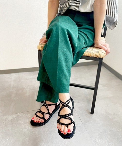 JELLY BEANS（ジェリービーンズ）の「コードストラップフラットサンダル(211-30202)JELLY BEANS(ジェリービーンズ)（サンダル・レディース・カーキ/ブラック/ベージュ・M/L/S）」の2枚目の写真